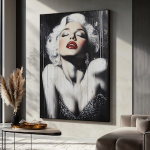 Marilyn Monroe Canvas Painting, Glamorous Pop Art, Vintage Hollywood Art, Celebrity Wall Decor, Iconic Art Gift, Modern Home Artwork