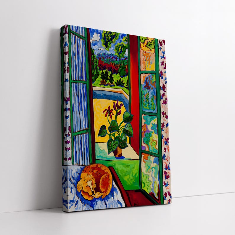 Henri Matisse Canvas Painting, Colorful Window Scene With Cat And Plant, Bold Artistic Wall Art, Matisse Poster, Unique Gift For Art Lovers image 6