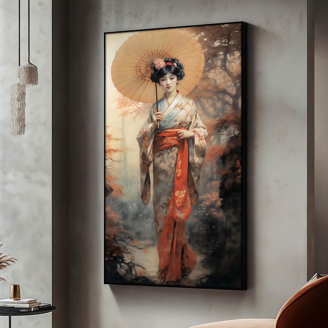 Geisha Woman Canvas Painting, Elegant Japanese Wall Art, Geisha Art ...