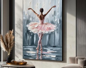 Graceful Ballet Dancer Canvas, Pink Tutu Wall Art, Elegant Dance Pose Art, Modern Ballet Decor, Canvas Art for Living Room, Gift for Ballet