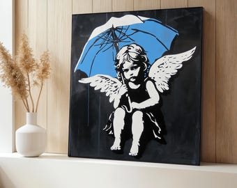 Banksy Angel Baby on Rocket Canvas, Urban Graffiti Wall Art - Etsy