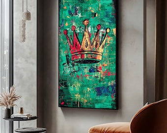 Crown Canvas Painting, Graffiti Style Wall Art, Modern Home & Office Decor, Street Art Wall Print, Urban Pop Art Print, Unique Art Gift