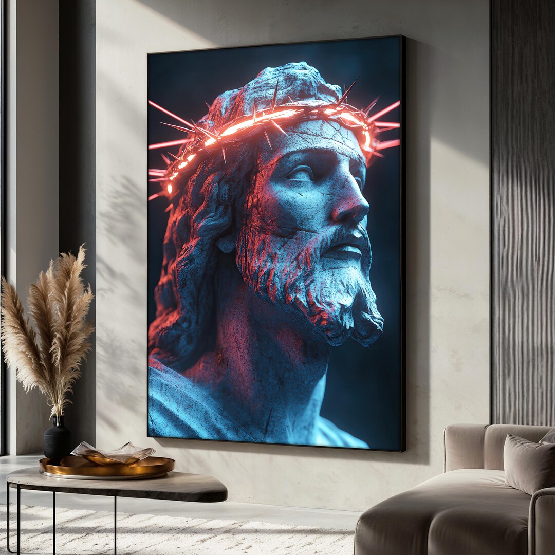 Jesus Christ Canvas Painting, Crown of Thorns Art, Christian Wall Decor ...