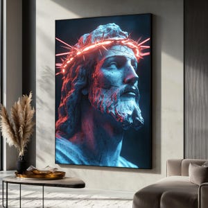 Jesus Christ Canvas Painting, Crown of Thorns Art, Christian Wall Decor, Religious Artwork for Home, Spiritual Gift, Catholic Faith Art