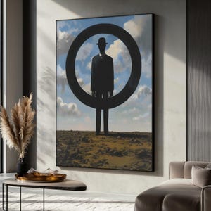 Rene Magritte Leinwandmalerei, Surrealer Mann im Kreis, Kunst, Modernes Abstraktes Plakat, Modernes Wohndekor, Berühmtes Kunstwerk, Perfektes Geschenk