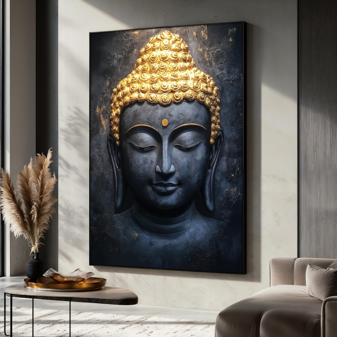 Black and Gold Buddha Canvas Paintin, Zen Wall Decor, Spiritual Art for ...