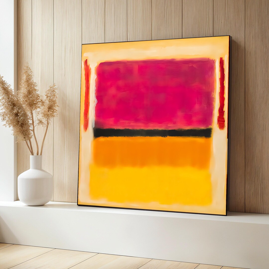 Modern Abstract Color Blocks Canvas Wall Art, Bold Red and Yellow ...
