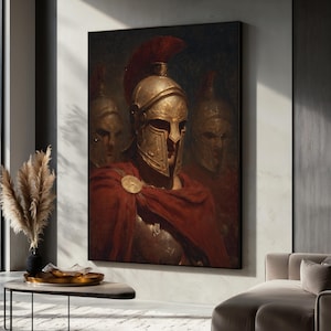 Spartan Warrior Canvas Painting, Ancient Greek Soldier Wall Art, Historical Hero Decor, Spartan Warrior Poster, Home Decor, Perfect Gift