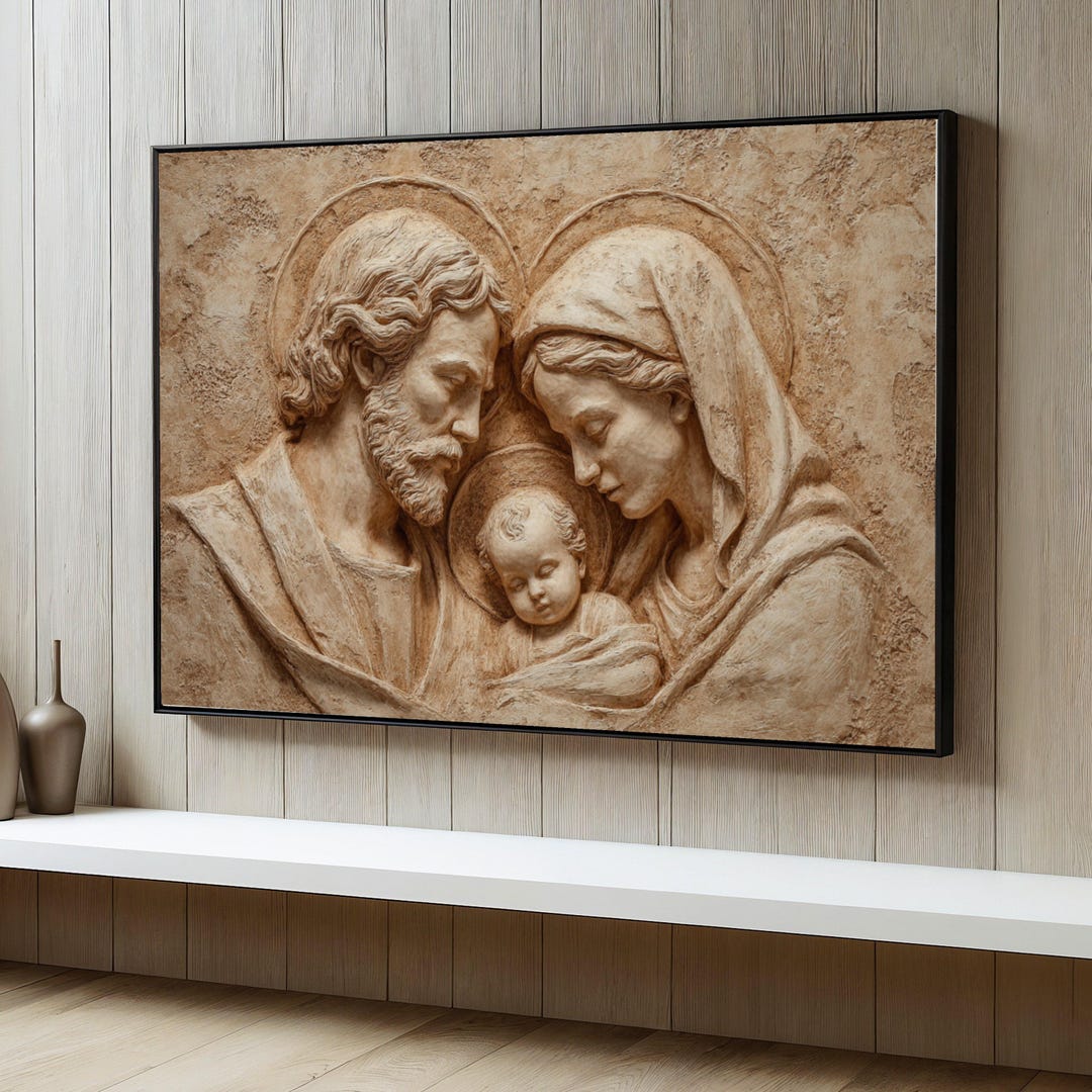Holy Family Canvas Painting, Religious Wall Art With Jesus Mary Joseph ...