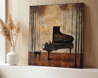 Grand Piano Canvas Painting, Elegant Music Wall Art, Living Room Decor, Piano Canvas, Office Decor, Unique Gift for Classical Music Lovers