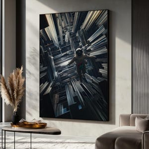 Interstellar Astronaut Canvas Painting, Abstract Space Exploration Art, Astronaut Wall Art, Futuristic Galaxy Wall Decor, Sci-Fi Art Gift