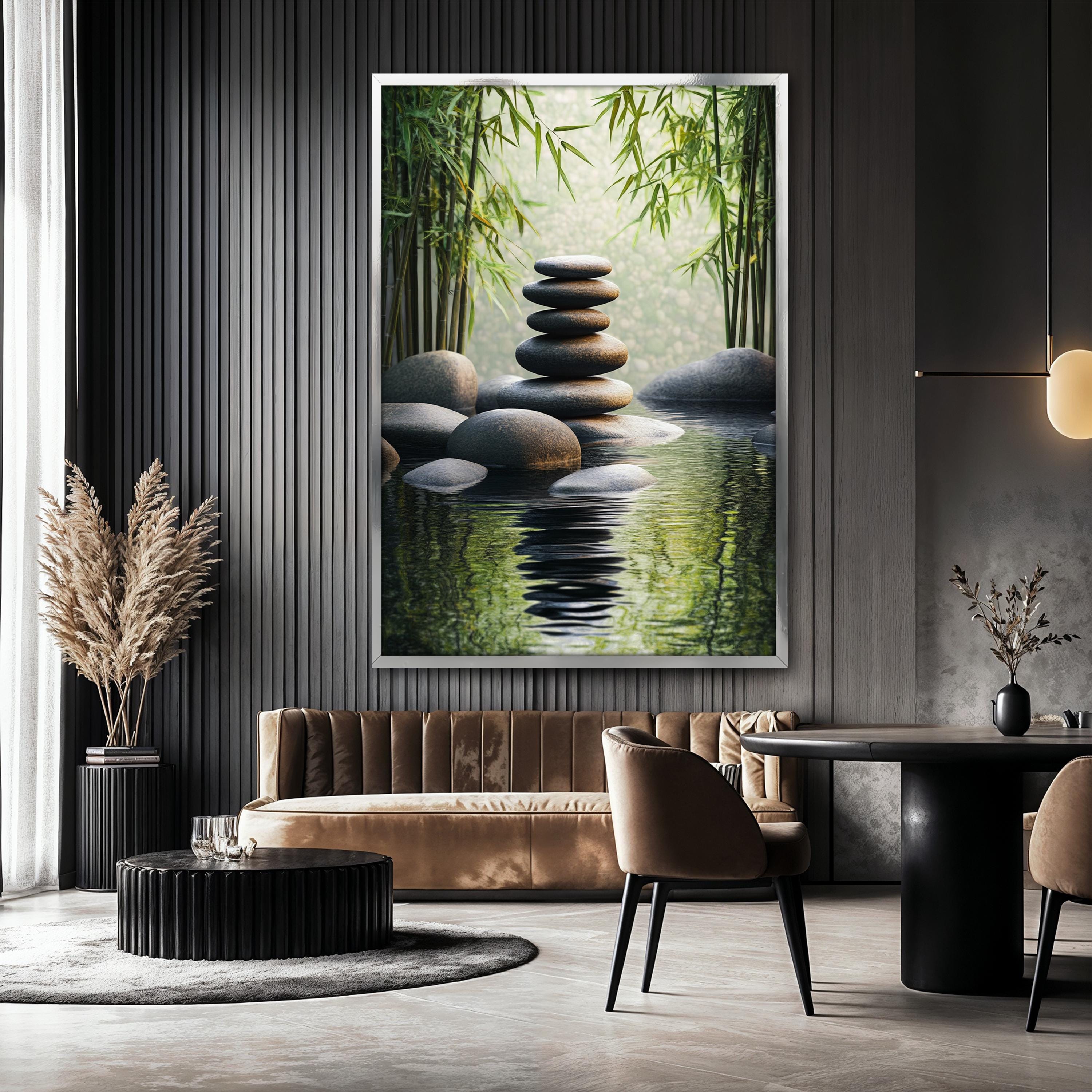 Zen Stones Canvas Painting, Tranquil Nature Wall Art, Spa Decor for ...