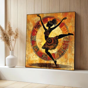 African Woman Canvas Painting, Tribal Dance Wall Art, Ethnic Home Decor, Ethnic Poster, Vibrant Boho Style Artwork, Cultural Spirit Gift