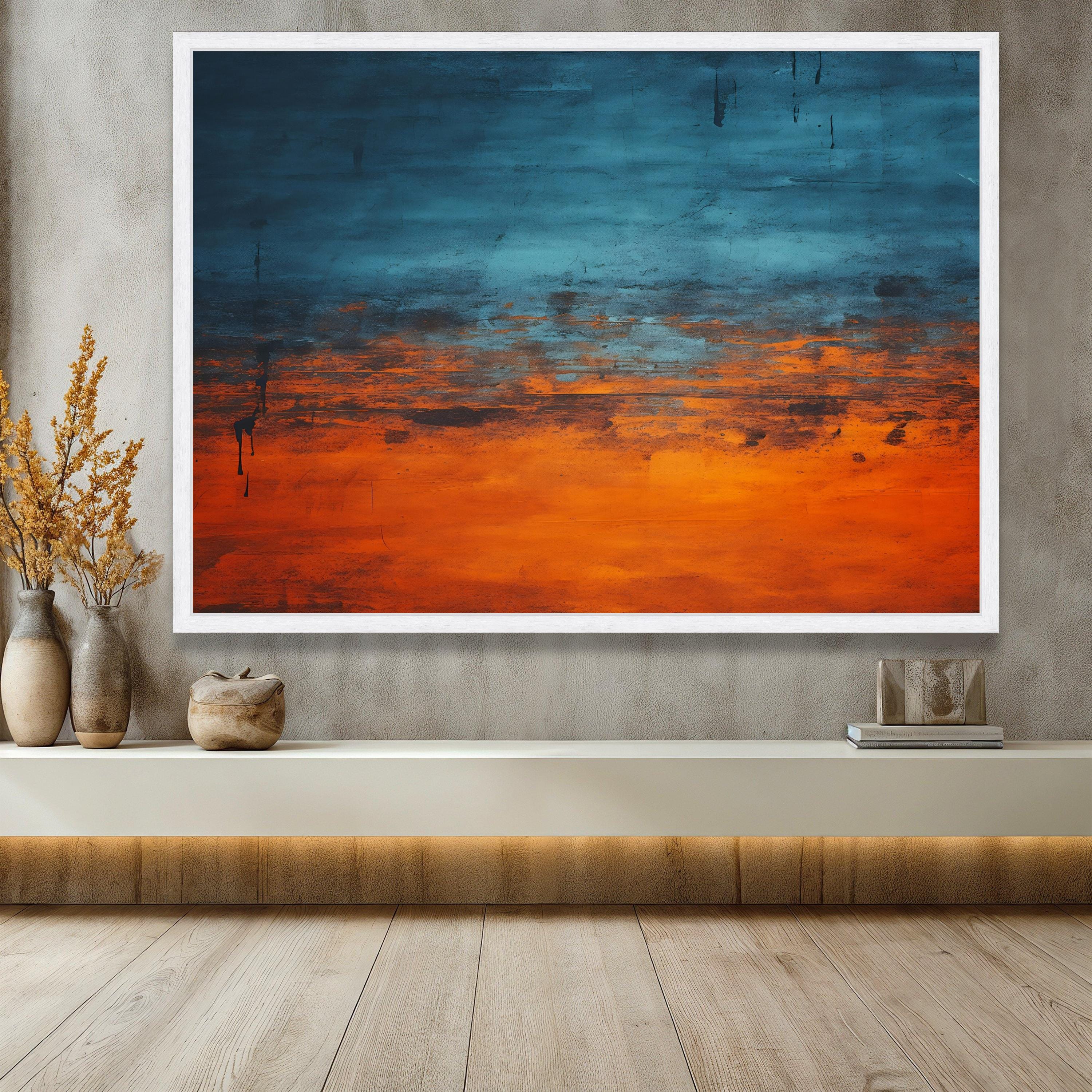 Mark Rothko Style Abstract Canvas Painting, Bold Blue & Orange Modern ...