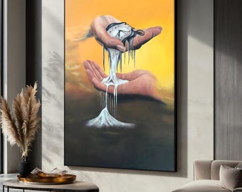 Salvador Dali Melting Clock Canvas Painting, Surreal Wall Art, Dali Poster, Famous Artwork, Unique Artwork For Living Room, Modern Gift Idea