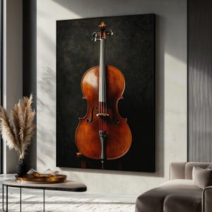 Brown Violin Canvas Painting, Classic Music Wall Art for Living Room, Elegant Violin Wall Print, Violin Art, Gift for Music Enthusiasts