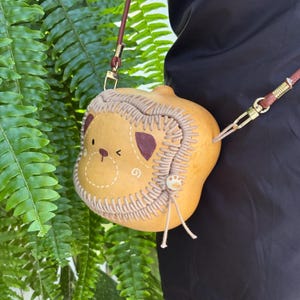 Gourd bag, cute bear crossbody bag, handmade gourd bag, gourd purse, gifts for her, Christmas gift, natural gift