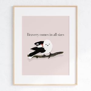 Grafika ścienna z sikorą długoogonową do druku, mały ptak do pokoju dziecięcego, minimalistyczny wystrój z ptakiem, uroczy plakat z ptakiem, cyfrowe pobieranie do pokoju dziecięcego