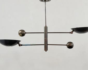 2 licht koperen hangkroonluchter | Halverwege de eeuw plafondlamp | Verlichting keuken eetkamer