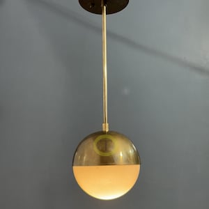 Modern Brass Globe Pendant Light: Handmade Glass Ceiling Lamp