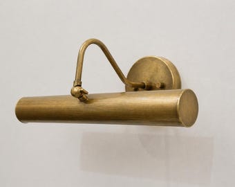 Raw Brass Mid Century Picture Light – Vintage Style Wall Lamp 15 inch
