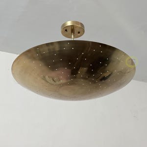 Mid Century Modern Dome Flush Mount Ceiling Light, Raw Brass Sputnik Light Chandelier