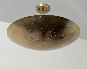 Mid Century Modern Dome Flush Mount Ceiling Light, Raw Brass Sputnik Light Chandelier