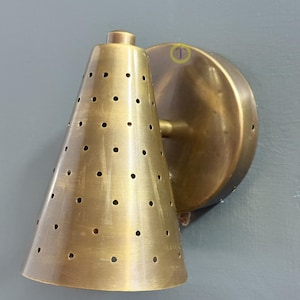1 Light Raw brass Wall Sconce Light | Wall Sconces Lamp | Mid Century Modern Raw Brass Italian Wall Scone | Cone Wall Sconce Light