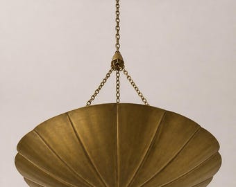 Vintage Brass Floral Ceiling Light Fixture with Raw Brass Sputnik chandelier, Stilnovo Style Modern Brass Chandelier Custom Light
