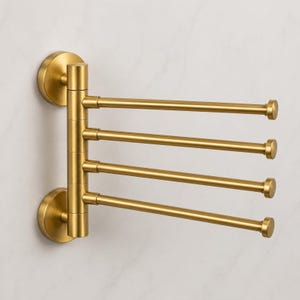Handmade Solid Brass 4 swivel arms Towel Rack wall mounted bathroom With Brushed Gold Rotating Wall Towel Bar
