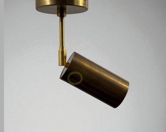 Adjustable Brass Ceiling Spotlight | Mid Century Modern Flush Mount Light