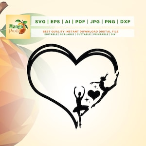 Tanz SVG PNG Herz Tänzerin SVG, Cricut, Png, SVG, Sublimation, Png Umriss Tänzerin Etsy