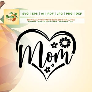 Mamá Corazón SVG, Día de la Madre SVG, Madre SVG, Cricut, Sublimación, Mamá Amor SVG, Regalo para Mamá SVG, Idea de Regalo SVG, Mamá SVG, Corazón Dibujado a Mano