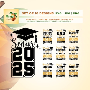 Stolze graduierte Familie 2025 svg Bundle, stolzer Senior svg, Cricut, Sublimation, Abschlussfeier svg Bundle, Klasse von 2025 svg, Senior Familie svg,