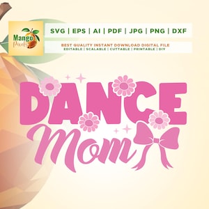 Dance Mom Floral Pink Svg, Cricut, Png, Svg, sublimacja, Kokarda kokardka Png, Dance Png, Koszulka do tańca, Dance Png, Dance Mom Png, Sylwetka,