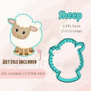 Sheep Cookie Cutter STL File: Farm Animal Birthday (Digital Download)