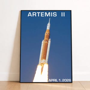 Artemis II Poster, Rocket Illustration Wall Art, Space Fan Gift