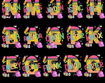 15+ Custom Name Teacher School Png Bundle, Custom Teacher Name Png, Back To School Png, First Day Of School, Abc School Png, Teacher png