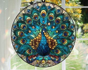 スワロフスキークリスタルサンキャッチャー ピーコックカラー ヴィ