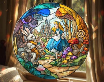 不思議の国のアリス ステンドグラス ステンドグラス アリス（不思議の国のアリス）玄関カーテン（86×143 cm