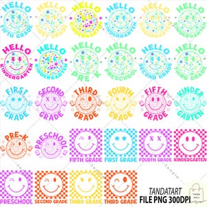 28+ Neon Floral Back To School Smiley Png, Teacher Png, Smile Face Png, Trendy Teacher Smiley Png, Happy Face Png, Back To School Png