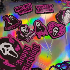 Scream Ghostface Cupcake Topper | Pink Scream Ghost Cake Topper