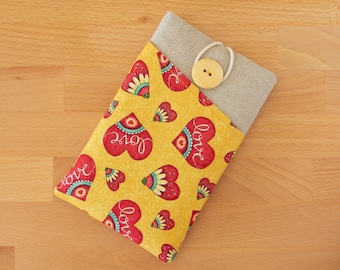 Katoenen iPhone-hoes, gewatteerd telefoonzakje met zak
