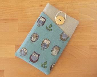 Owl Print Padded Phone Sleeve: Samsung Galaxy, Cotton Case
