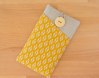 Katoenen iPhone-hoes met bloemenprint: gewatteerd telefoonzakje met zak