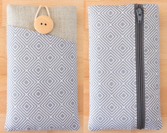 Padded iPhone Sleeve: Cotton Phone Case with Zipper Pocket