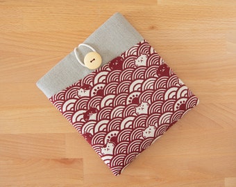 Handmade Padded E-Reader Sleeve: Cotton Linen Kindle, Kobo Cover