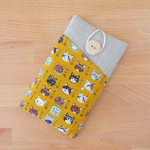 Cat Print iPhone Sleeve: Padded Cotton Phone Pouch