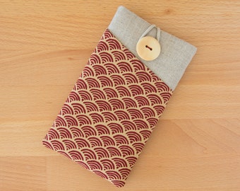 Funda en textil para iPhone 5, funda iPhone SE, fundas para moviles, funda acolchada iphone 6 plus, funda iPhone 6S con bolsillos,