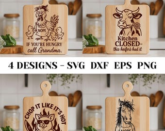 Funny Farmhouse Kitchen SVG Bundle: Chicken, Cow, Pig, Horse Designs (Digital Download)